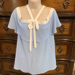 NWT Vince Camuto off the shoulder light blue and white blouse